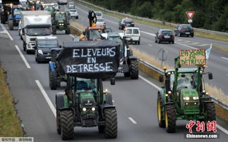 法国农民用拖拉机占领马路 抗议农产品价格低